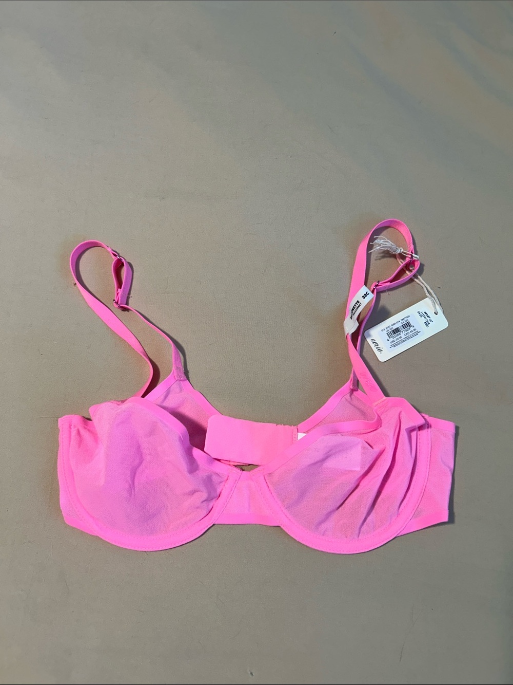 NWT Aerie SMOOTHEZ Mesh Unlined Balconette Bra | Neon Pink 32C